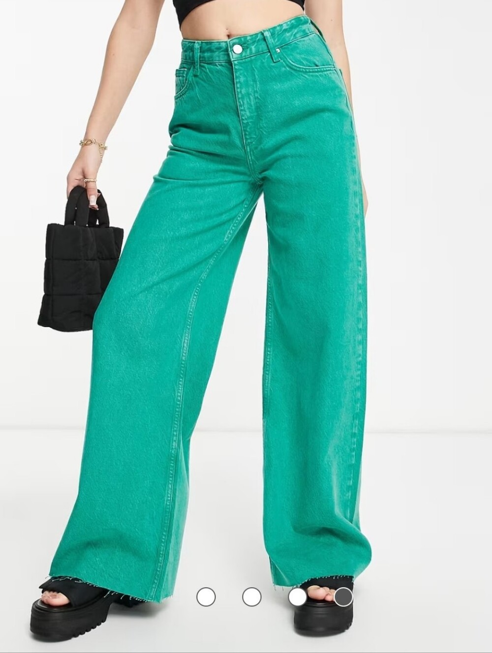 BDG Green Wide-Leg High-Rise Jeans, Size 28